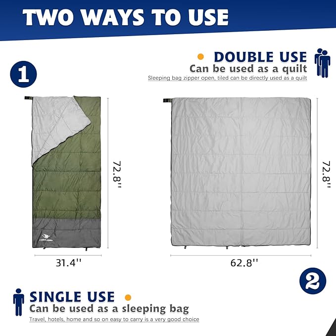 Envelope Sleeping Bag Three Seasons Constant Temperature Sleeping Bag Suitable for All Ages Indoor Hotel Accommodation or Outdoor Travel…