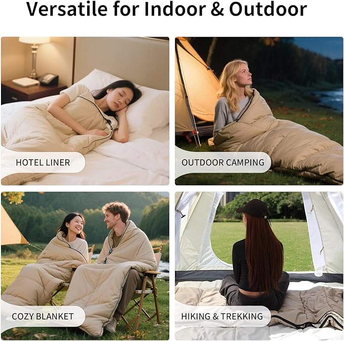Sleeping Bag for Adults – 4 Season Camping Sleeping Bag Lightweight for Backpacking &amp Hiking Waterproof Shell Warm &amp Roomy Machine WashableBackpacking Camping Sleeping