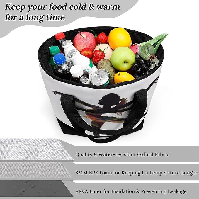 Insulated Shopping BagLarge Reusable Cooler Bags A Dancer Printed Foldable Shopping BagTravel Waterproof Shoulder Bag