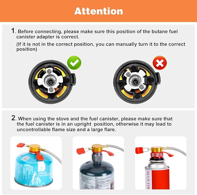 WADEO 7200W Windproof Camping Stove Camping Gas Stove with Piezo Ignition Two Fuel Canister Adapter Carry Case Portable Stove Backpacking Stove for Outdoor Backpacking Hiking and Picnic