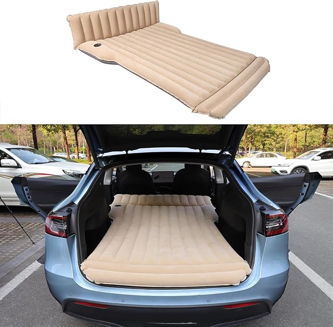 Car Inflatable Mattress Camping Inflatable Mattress with Air Pump SUV Portable Inflatable Bed Non-Slip PVC Flocking Mattress Car Travel Inflatable Bed