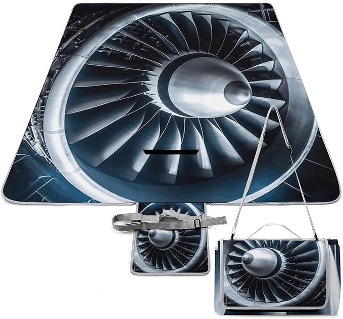 Jet Engine Beach BlanketPortable Waterproof Picnic Blanket58.3''x 58.3'' Extra Large Picnic Mat for BeachCamping Grass Lawn Park Accessorie for Festival BBQ