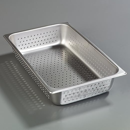 Carlisle FoodService Products 607004P DuraPan Light Gauge Stainless Steel Full-Size Perforated Steam Table Food Pan 4 Deep (Pack of 6)