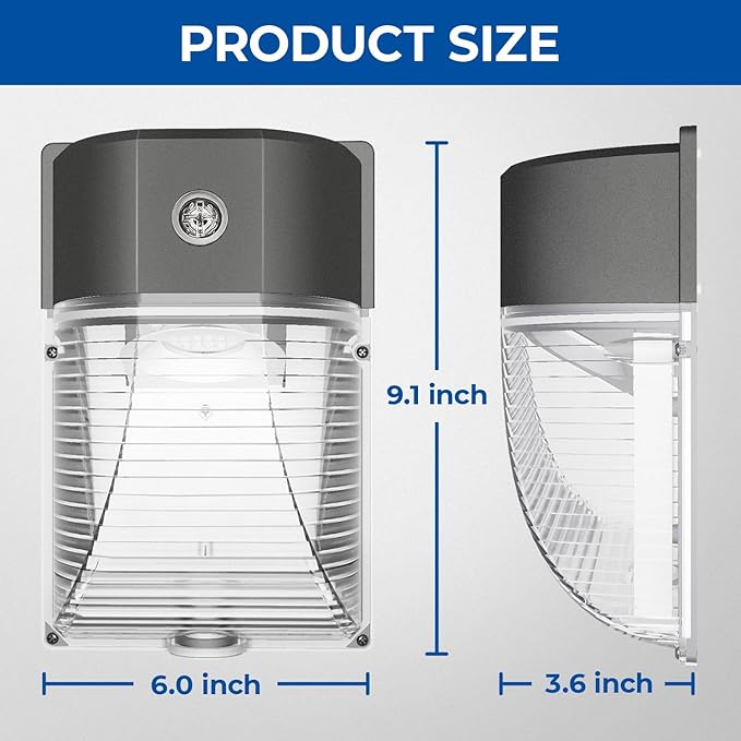 CINOTON 26W LED Wall Pack Light with Dusk to Dawn Sensor 3000LM [100-277Vac] LED Wall Lights IP65 Waterproof Outdoor Security Flood Lighting for Garage Warehouse Garden 5000K-Daylight 4 Pack