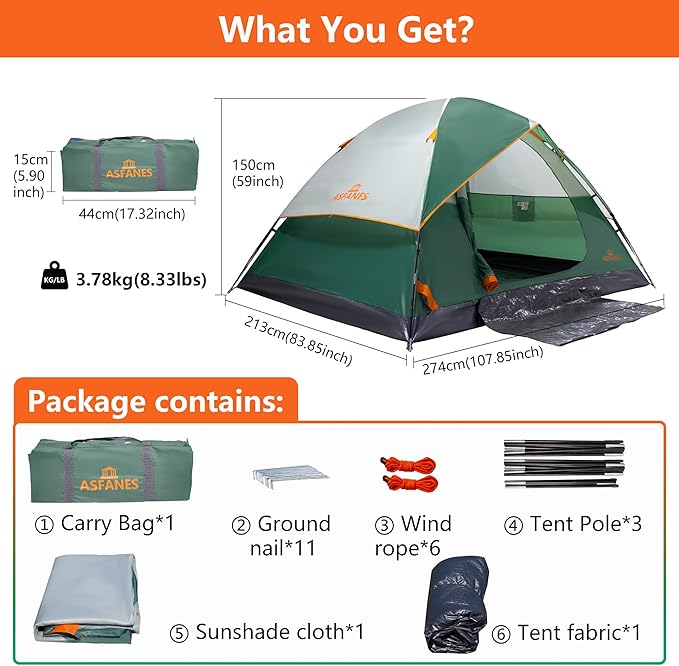 2-12 Person Tents for Camping Waterproof Backpack Double Layer Tents Perfect Picnics Fishing and Backyard Camping