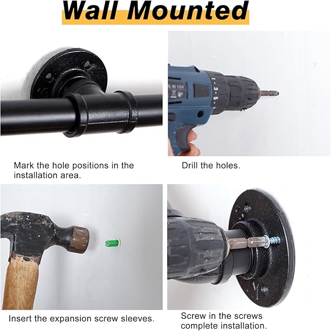 Square Pipe Foot Rest for Bar Counter Wall Mount Footrest Rail with Brackets &amp Installation Kit Basement Pub Kick Bar Customizable