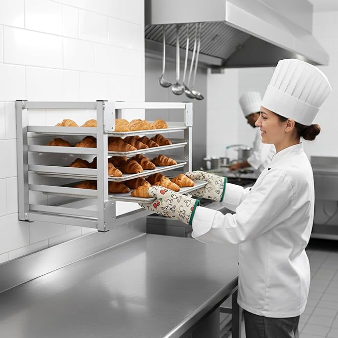 5 Tier Aluminum Bun Pan Rack - 21 D x 18 W x 13 H 3 Spacing Bread Cooling Storage for Kitchen Bakery &amp Restaurant Wall Mount