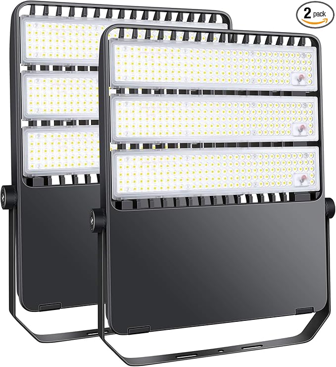 ledmo 360W LED Flood Lights Outdoor Super Bright 50400LM Stadium Lighting Commercial Sports Floodlight with Adjustable Bracket Light up Yard Arena Barn IP65 Waterproof 5000K Tri-Modular (2Pack)