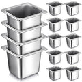 Rtteri 22 Pcs 1/6 Size 6 Inch Deep Stainless Steel Hotel Pans Set: 16 Metal Buffet Steam Table Pans with 2 Tongs &amp 4 Spoons – Stackable &amp Anti Jam Commercial Restaurant Catering Kitchen Food