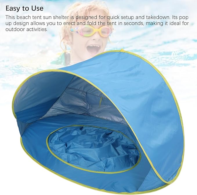 Beach Tent Sun Shelter Sun Proof Wind Proof Portable Baby Beach Beach with Pool Storage Bags Shade Canopy for Outdoor (Blue)