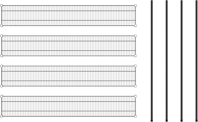Commercial NSF Listed Black Epoxy Stationary Wire Shelving Kit 12 x 72 x 64 with 4 Shelves Perfect for Warehouse Walk-in Refrigerator Freezer Grocery Store Restaurant Dishroom