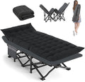 Camping Cot Extra Wide with Thick Mattress Folding Oversized XL 75 L x 28 W x 15 H Heavy Duty Sleeping Bed for Adult