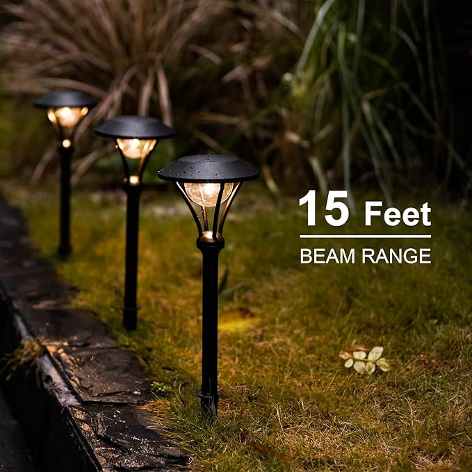 GOODSMANN Low Voltage Path Lights Landscape Lighting 1 Watt LED 60 Lumens Flood Lights with Metal Stake for Garden Yard Patio Area Outdoor Lighting (4 Pack) 9920-2104-04