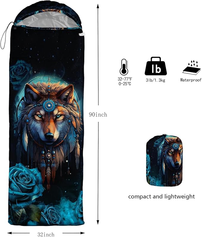 HOSIMA Dear Hunting Pattern Cold Weather Sleeping Bags for Kids AdultsBlack Light Weight Waterproof Sleeping Bags for Outdoors Hiking.