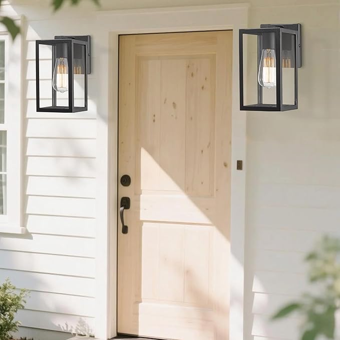 Bestshared Outdoor Wall Sconce Exterior Wall Lighting Fixture Outdoor Porch Mount Light Front Door Lantern Lamp in Black Finish with Clear Glass for Porch(1 Pack)