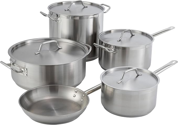 Winco Heavy-Duty Stainless Steel Stock Pot with Cover 12 Quart