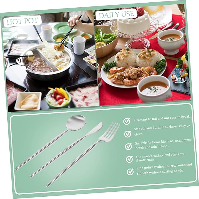 1set Portable Stainless Steel Camping Cutlery Utensils Detachable Fork Spoon Knife for Outdoor Dining Picnic Travel and School Dishwasher Safe