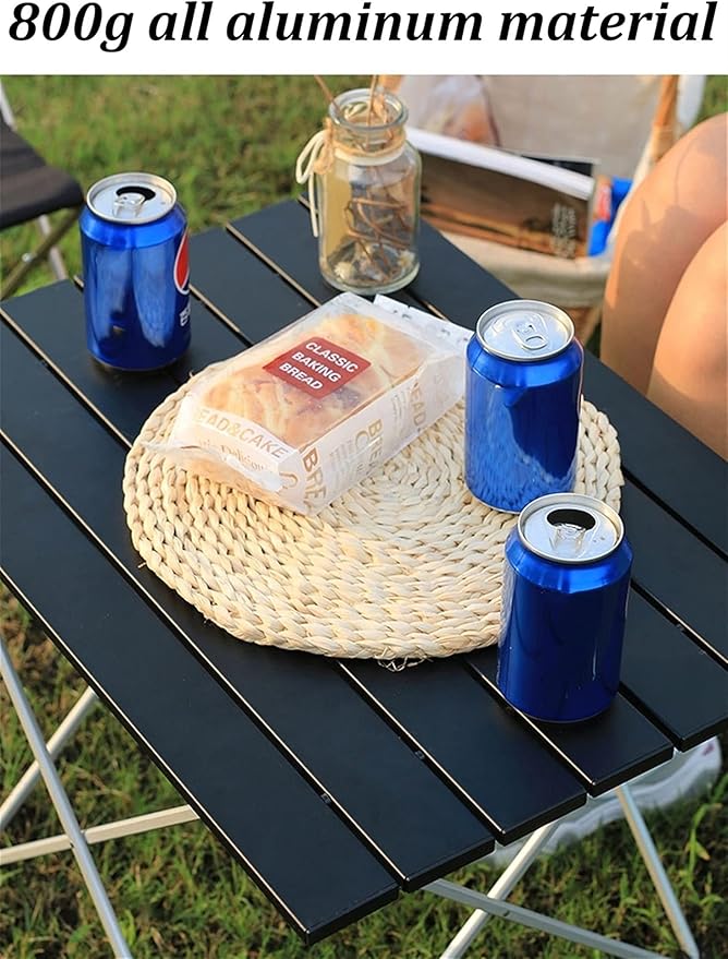 Camping Table Chairs Black Outdoor Set Portable Aluminum Camping Picnic Table Used for Self-Driving Fishing and Barbecue 56x40x40cm
