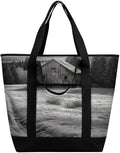 Insulated Shopping BagLarge Reusable Cooler Bags Barn Black And White Printed Foldable Shopping BagTravel Waterproof Shoulder Bag