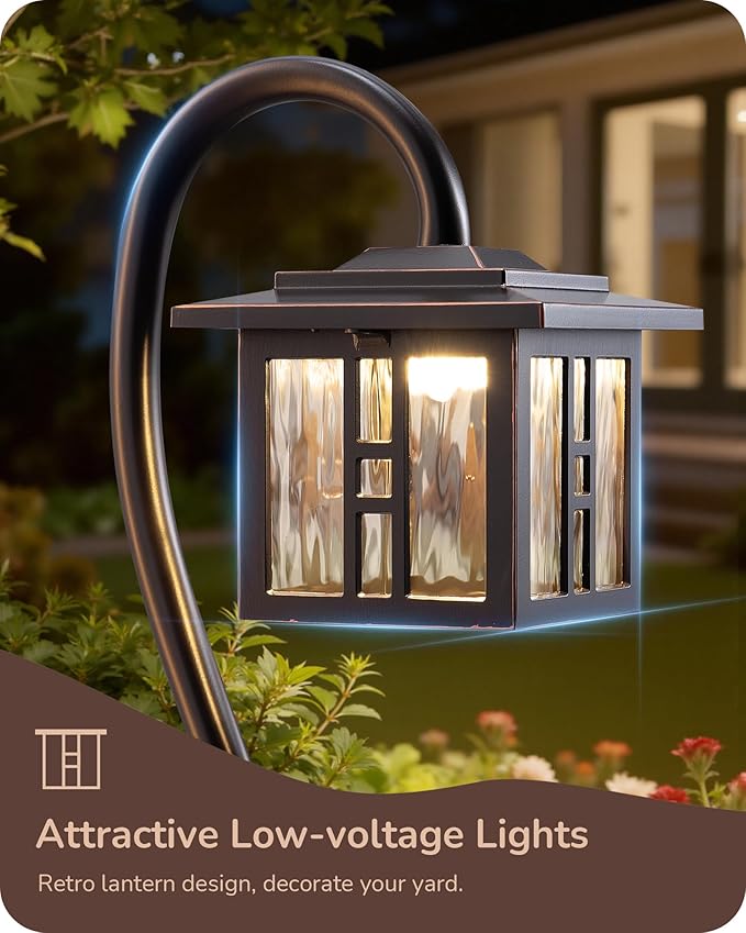 EDISHINE Low Voltage Landscape Lighting 3.4W 155LM Oil-Rubbed Bronze Outdoor Landscape Path Lights for Garden Driveway Die-Cast Aluminum 50000H Integrated LED 4-Pack