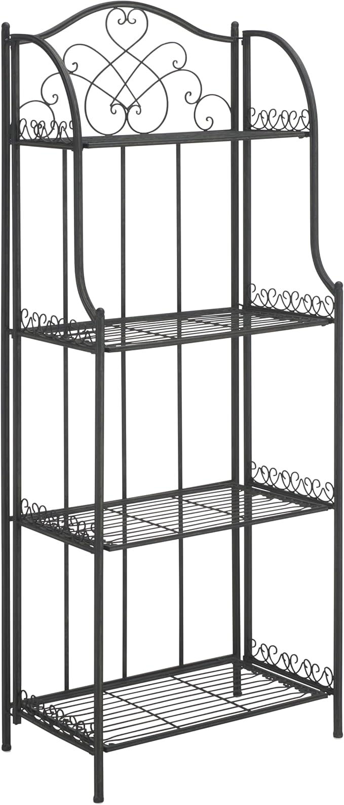 SAFAVIEH Outdoor Collection Amaris Victorian Scroll Antique Black 4-Tier Shelf Baker's Rack (Fully Assembled)
