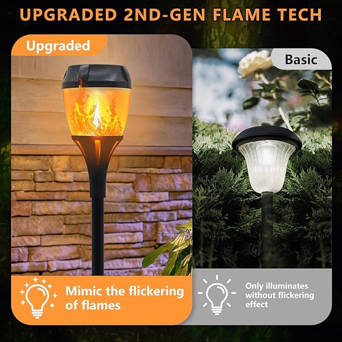 Swingers Solar Lights OutdoorSolar Torch Lights with Flickering FlameWaterproof Outdoor Garden Light for ChristmasGarden Landscape Path Yard Patio (8 Black)