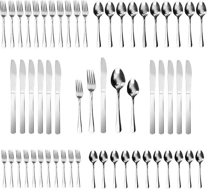 60 PCS Silverware Set - Windsor Stainless Steel Silverware Set for 12 Kitchen Flatware Set Cutlery Set for Home Restaurant Hotel Kitchen Dishwasher Safe &amp Mirror Polished Utensils Set