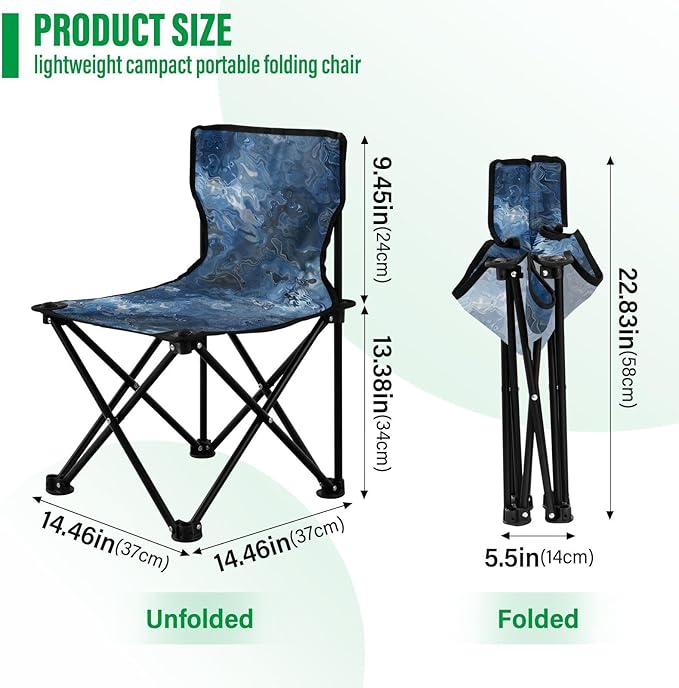 Silver and Blue Dreams Collapsible Backpack Beach Chairs for Adults Lightweight Backpacking Chair Carry Bag Included Fishing Chair for Sports Indoor