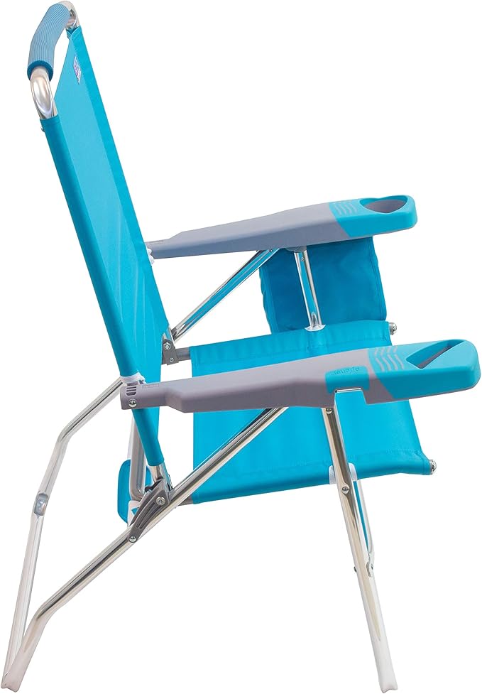 Rio Brands 17 Extended Height 4-Position Folding Beach Camping Lawn Chair Light Blue