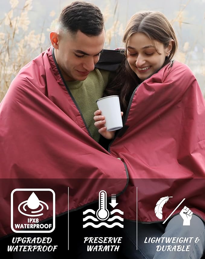 DUKUSEEK Camping Blankets for Cold Weather Waterproof Blankets for Adult Large (79x56) Portable Wearable Warm for Outdoor Camping Picnic Stadium Sports Beach Concerts Car Dogs Travel…