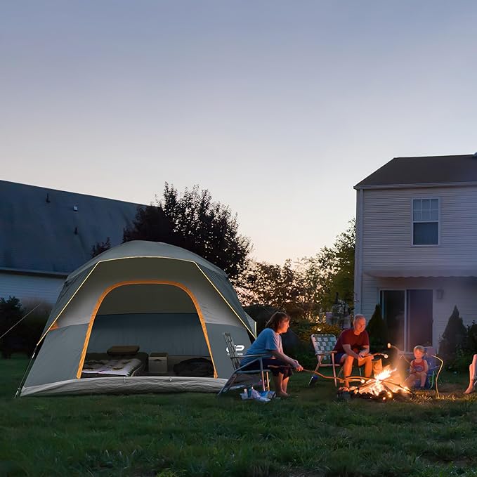 Tents for Camping 6 Person Tent Waterproof Windproof Double Layer Family Camping Tent Easy Setup Dome Tent with Large Mesh Windows &amp Wider Door for Outdoor Camping &amp Hiking