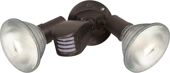 Nuvo Satco SF76/503 Two Light Outdoor Heavy Duty Cast Aluminum Durable Weather Proof Security Flood Light with Motion Sensor Bronze