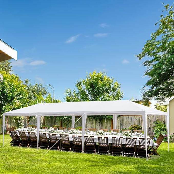 3 * 9m Non-Cloth PE Cloth Plastic Sprayed Iron Pipe Outdoor Party Tent White