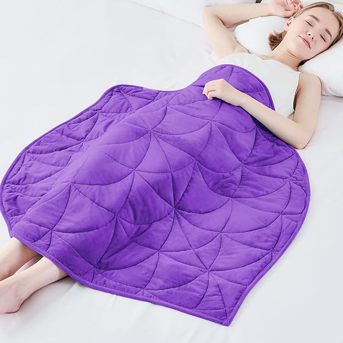 Weighted Lap Blanket 7 lbs for Adults Luxury Soft Small Weighted Blanket Compact Portable Weighted Lap Pad for Relaxation Sleeping Travel All-Season Use Deep Purple 40 x 52