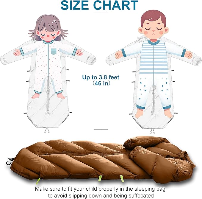 Walkable Toddler Sleeping Bags for Kids Boys Girls (2T-4T) - Puffy Camping Sleeping Sack for Indoor Outdoor Travel Sleepover Slumber Party (up to 46 in)- Machine Washable Lightweight