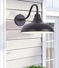 Outdoor Gooseneck Barn Light 12 Inch Dusk to Dawn Exterior Barn Lights Farmhouse Black Exterior Lights Fixture Wall Mount Outdoor Wall Sconce for Garage Porch Patio