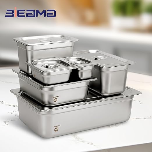 6 Pack Hotel Pans 1/6 Size 4 Deep NSF Commercial Stainless Steel Pan Steam Table Pan Catering Food Pans
