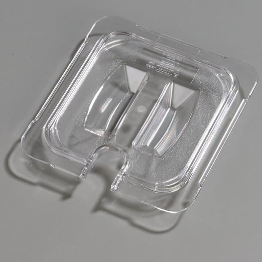 Carlisle FoodService Products Storplus 1/4 Size Notched Universal Food Pan Lid with Molded Handle for Catering Buffets and Restaurants Polycarbonate Clear (Pack of 6)