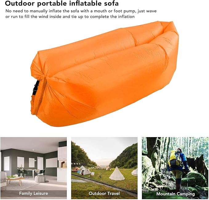 Haofy Inflatable Lounger Air Sofa Foldable Easy Inflation Abrasion Comfortable Inflatable Sofa Portable for Outdoor (Orange) Haofyk3aegwbd1f-13