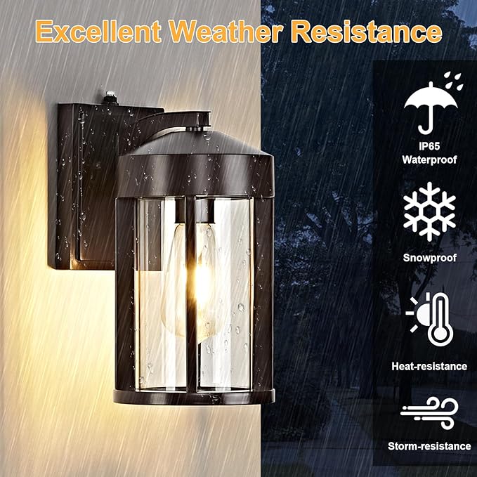 Dusk to Dawn Outdoor Lights Fixture Wall Mount–Geometric Industrial Bronze Exterior Wall Sconce Waterproof Anti-Rust with Photocell Sensor Outside Porch Light for House Patio Entryway Garage (2 Pack)