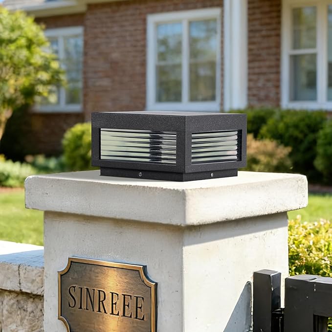 Outdoor Post Lights 9.84 Hard Wired Column Pillar Light Waterproof Modern Lamp Posts AC100-240V LED Square Lantern for Fence Driveway Patio Garden Backyard