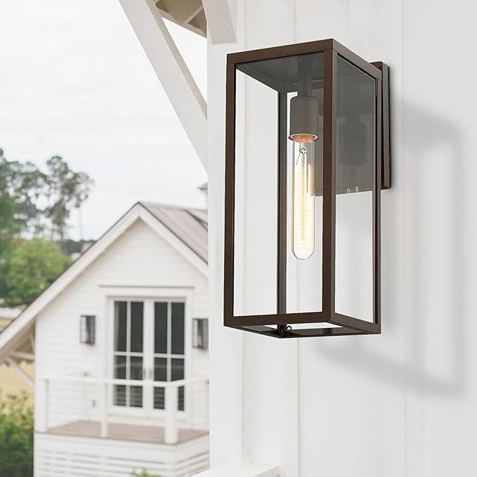 Bestshared Outdoor Wall Sconce LightsExterior Wall Lighting Fixtures with Clear Glass Anti-Rust Modern Black Outside Lantern Lamp for House Front Porch Doorway Patio (Oil Rubbed Bronze 15-1 Pack)