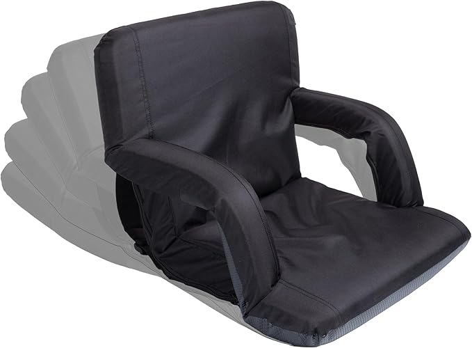 PICNIC TIME Star Wars Darth Vader Ventura Reclining Stadium Seat with Back Support Portable Bleacher Floor Beach Chair with Cushion Backpack Straps (Black)