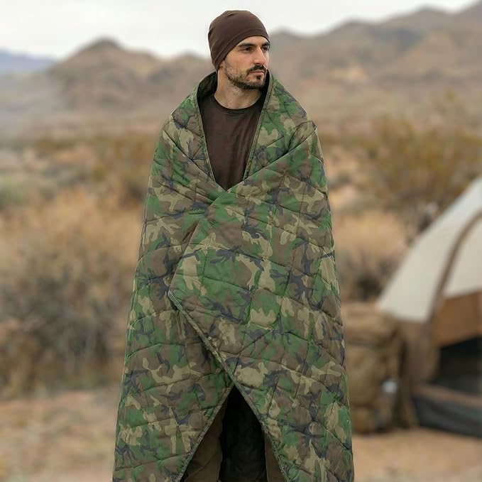 LOOGU Camo Blanket Waterproof Insulation Poncho Liner for Outdoor Camping Hiking Hunting Survival Backpacking Picnicking
