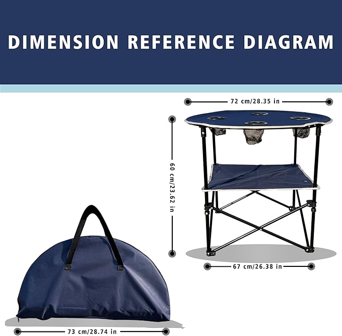 Camping Table &amp Beach Table – Portable 2-Tier Foldable Table with 4 Cup Holders &amp Carry Bag Lightweight Waterproof Oxford Fabric for Outdoor Adventures Picnic Tailgating and Fishing