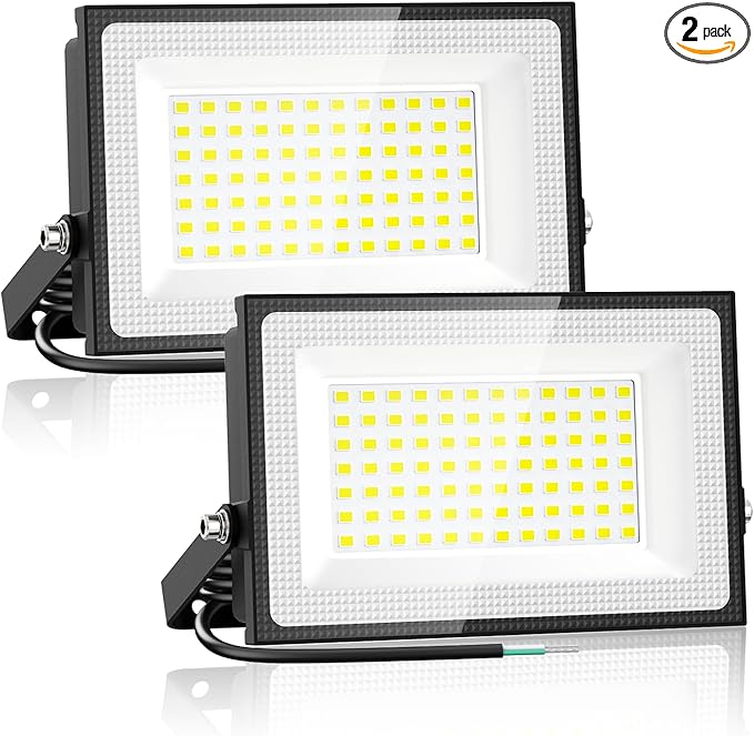 Onforu 80W LED Flood Lights Outdoor8000LM Super Bright Security Light6500K Daylight White Outdoor Floodlight IP66 Waterproof Outside Floodlights for Garage Yard Garden 2 Pack