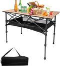 GUAGUA Folding Camping Table Portable Lightweight with Carry Bag Adjustable Height Aluminum Camp Table for Picnic Backyard BBQ Patio Indoor Outdoor