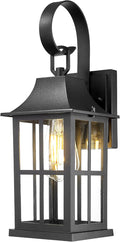 Emliviar Outdoor Porch Light Wall Mount 15.4 Inch Patio Wall Light Fixture in Black Finish Outside Light with Clear Glass for Garage YXE306B BK