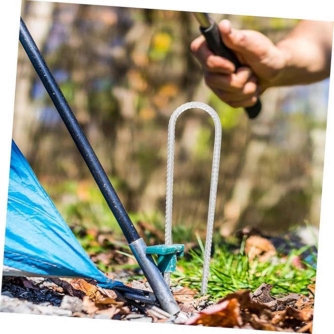 4Pcs U Shaped Steel Ground Nails for Securing Camping Tents and Trampolines Durable Stakes Lightweight and Portable for Safety and Hard Soil Insertion