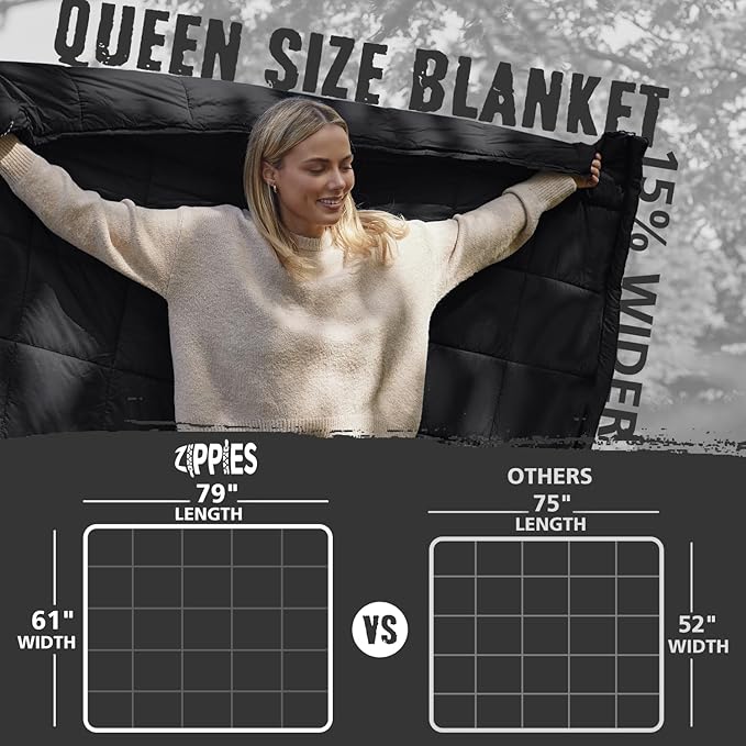 3M Thinsulate Insulation Puffy Camping Blanket for Cold Weather Queen Size Warm Camping Quilt with Zipper Waterproof Outdoor Sleeping Bag for Hammock Cozy &amp Versatile Gift for Men and Women